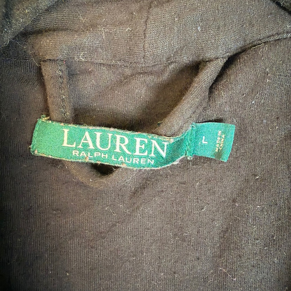 Lauren Ralph Lauren Black Knit Robe Womens Large Long Sleeve Tie Waist‎ RLL Logo - Picture 2 of 4